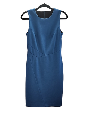 JUDITH & CHARLES Wool Sleeveless Teal Blue Sheath Dress